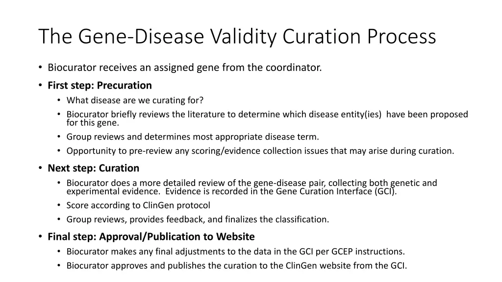 the gene disease validity curation process