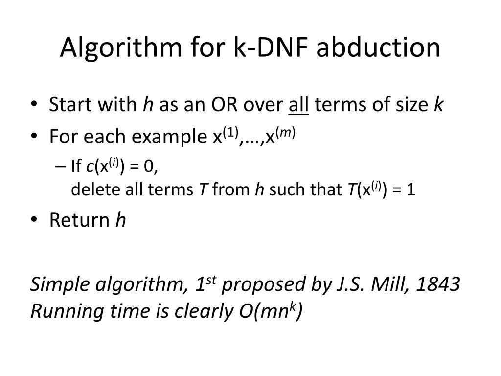 algorithm for k dnf abduction