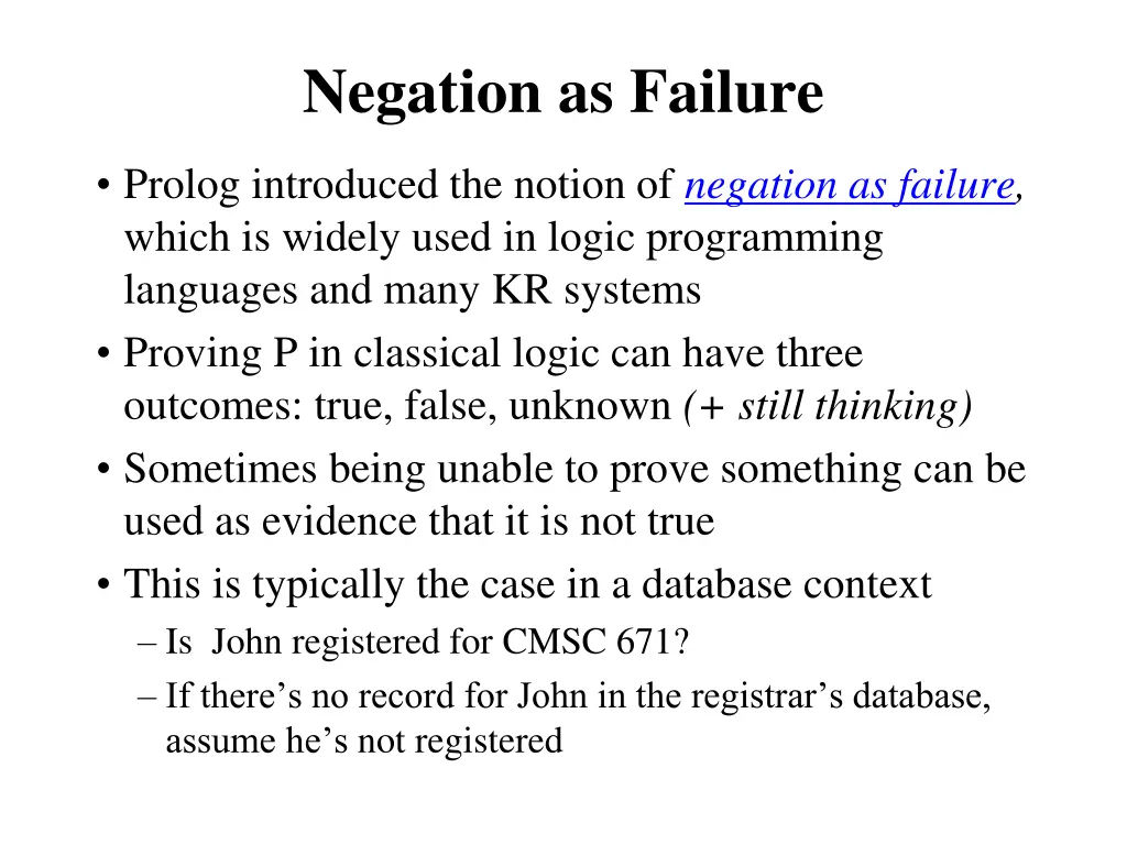 negation as failure
