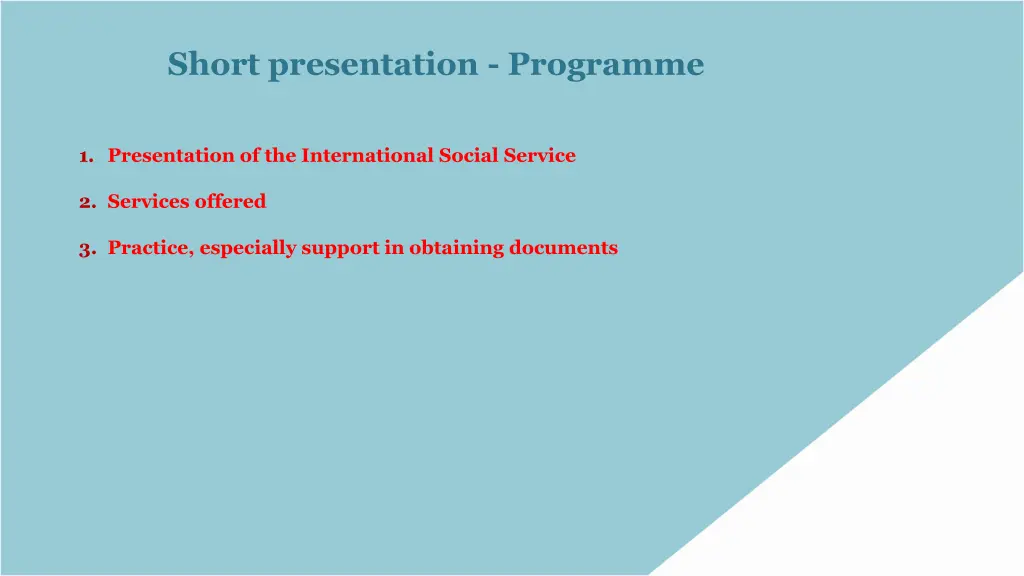 short presentation programme