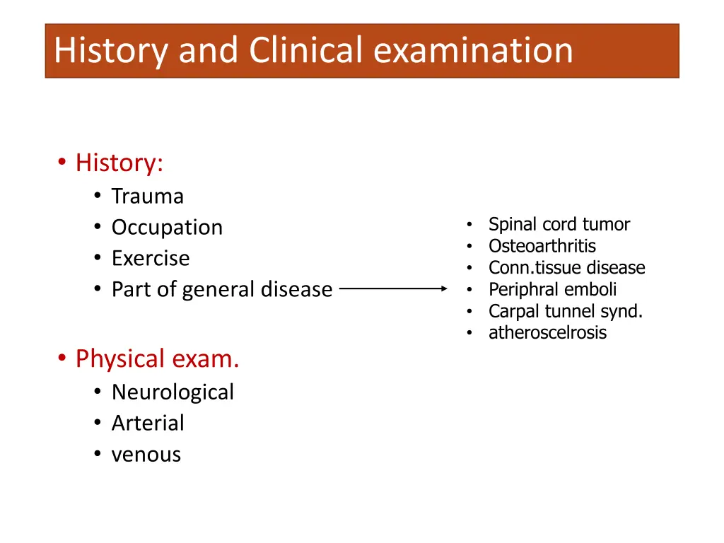 history and clinical examination