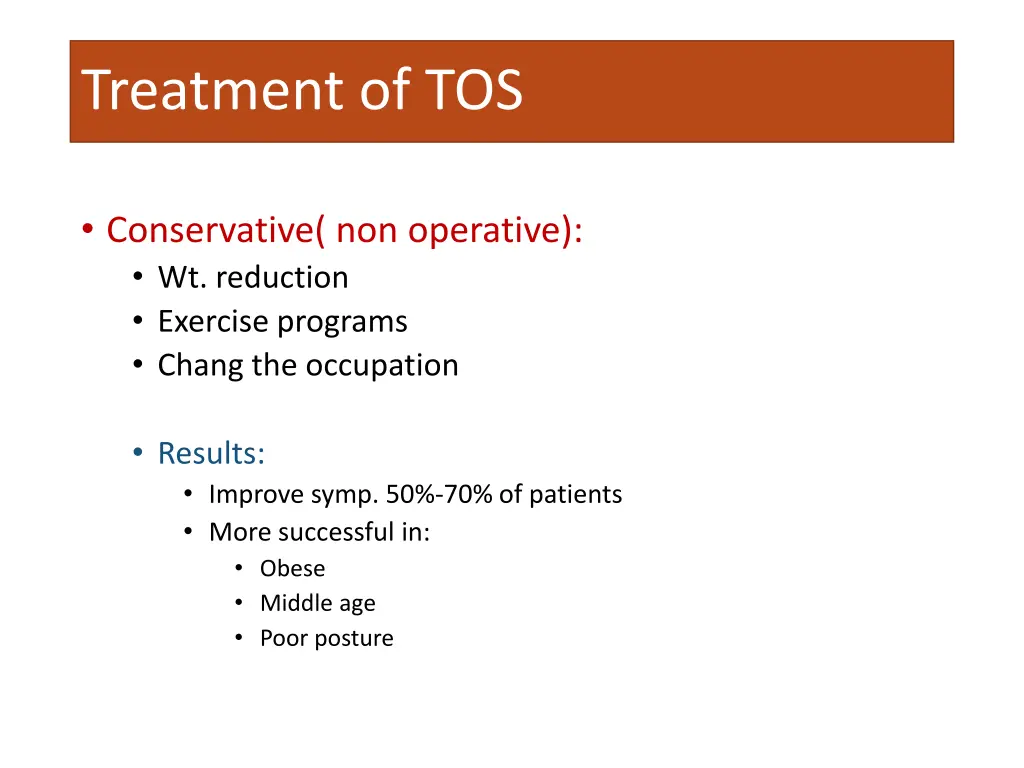 treatment of tos