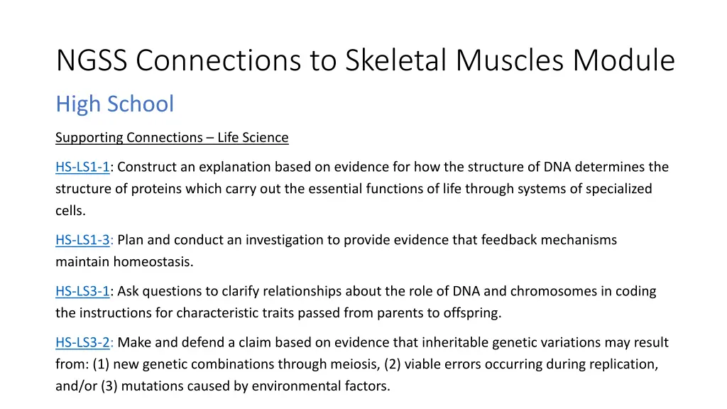 ngss connections to skeletal muscles module 1