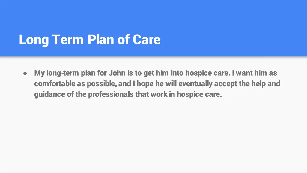 long term plan of care