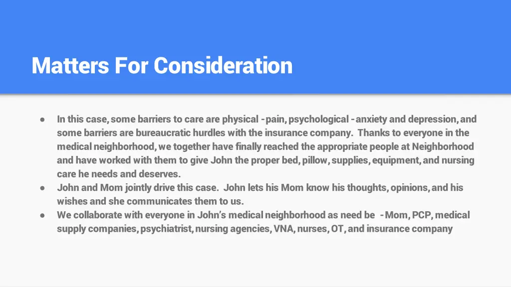 matters for consideration