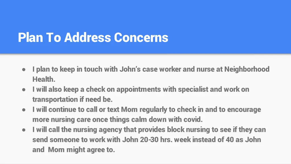 plan to address concerns