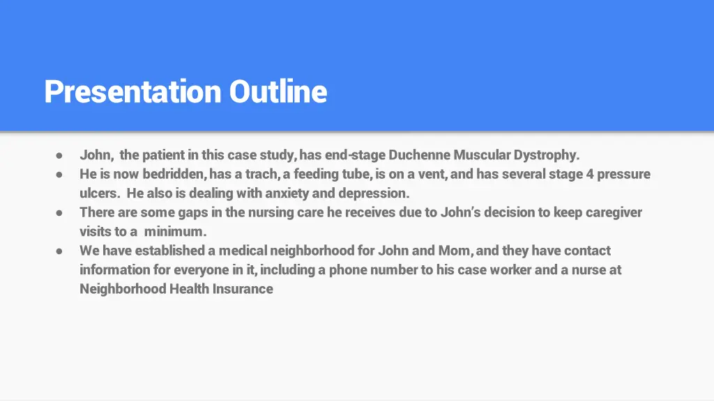 presentation outline