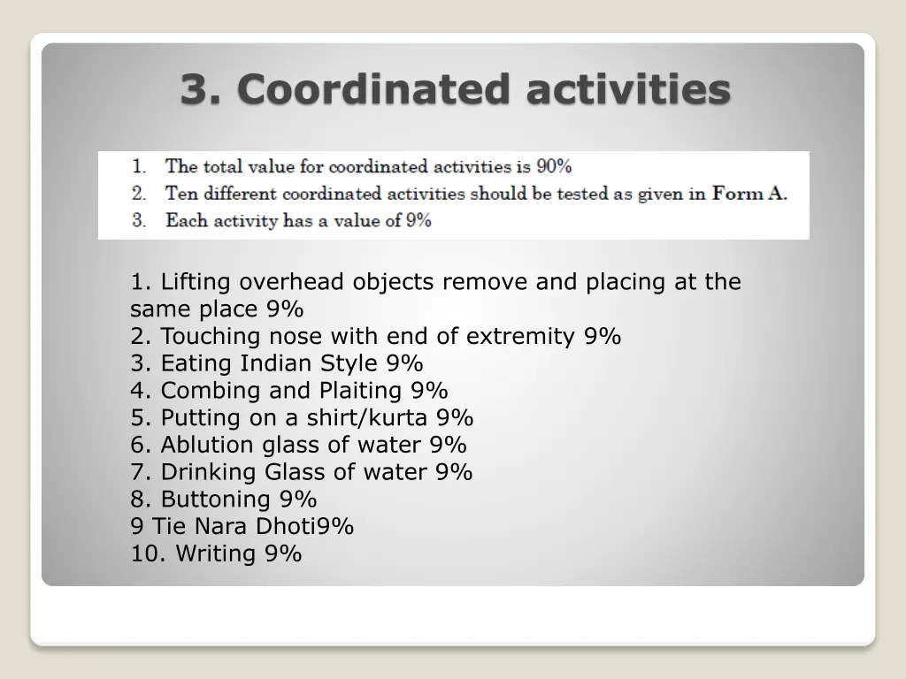 3 coordinated activities