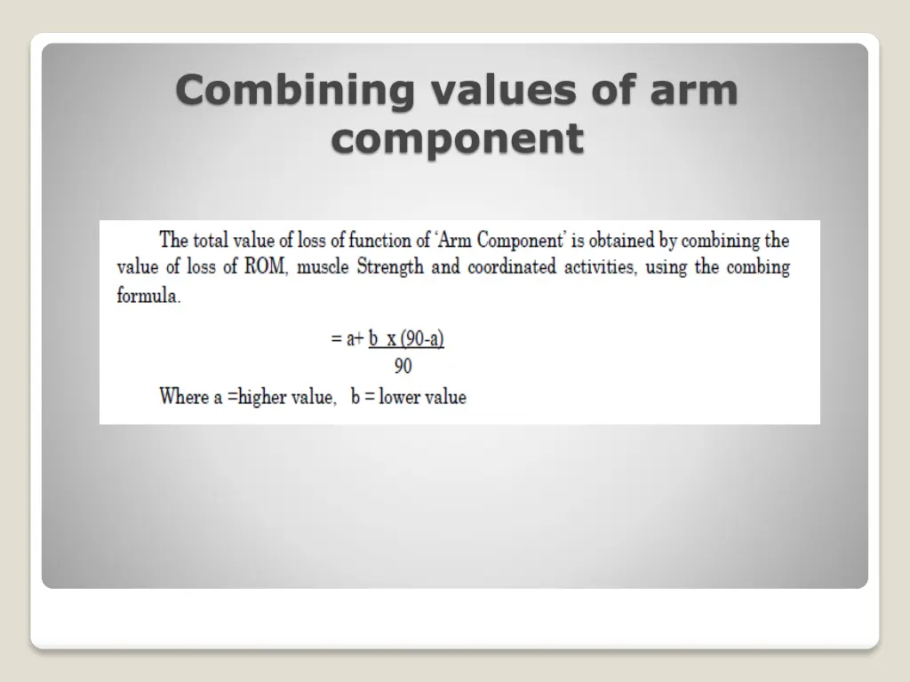 combining values of arm component