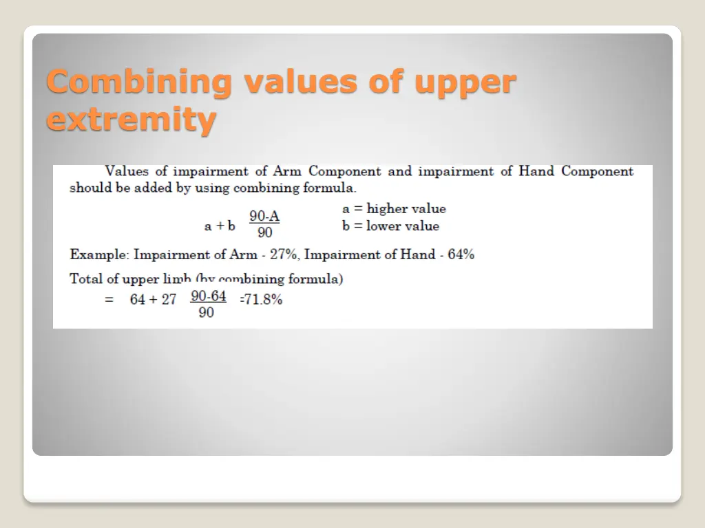 combining values of upper extremity