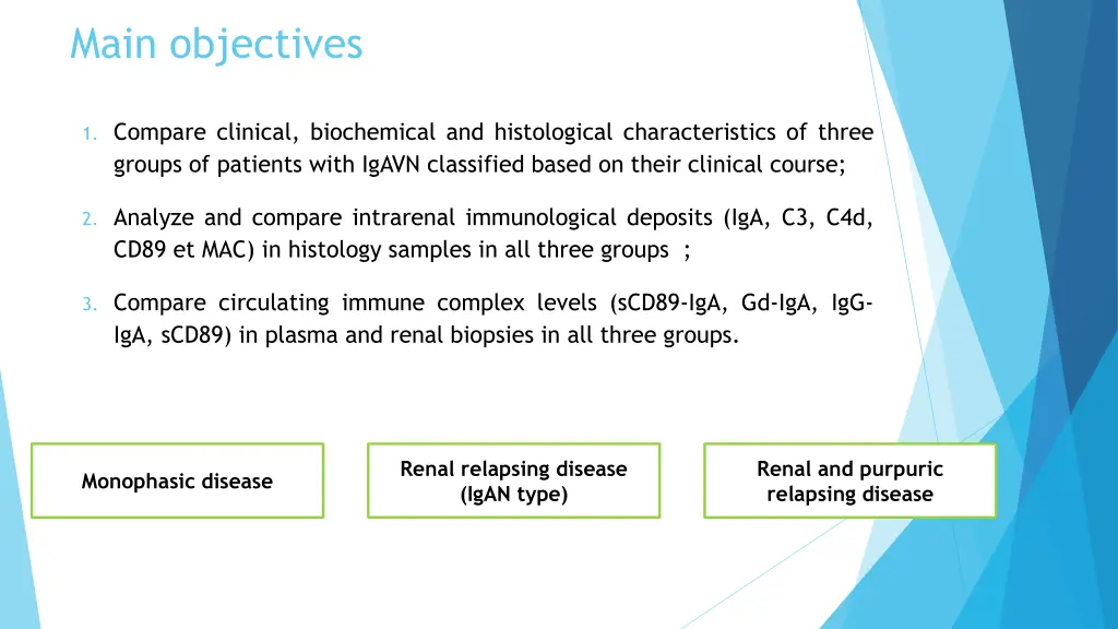 main objectives