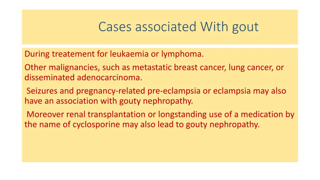 cases associated with gout
