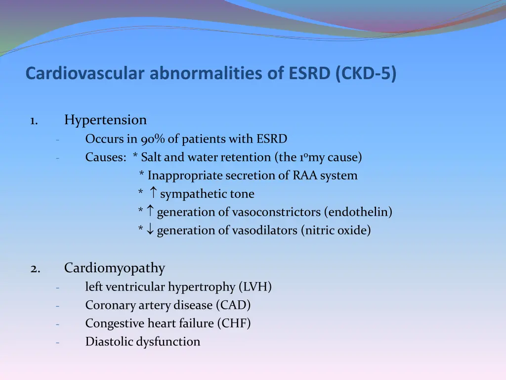 cardiovascular abnormalities of esrd ckd 5