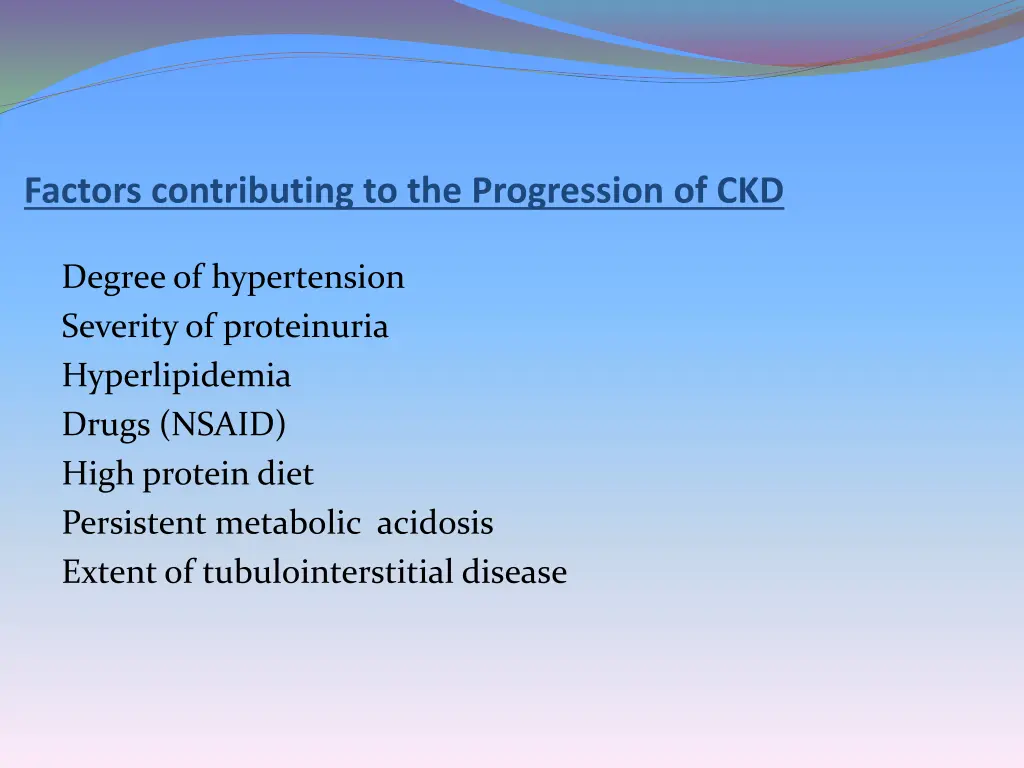 factors contributing to the progression of ckd
