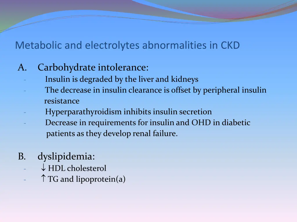 metabolic and electrolytes abnormalities in ckd