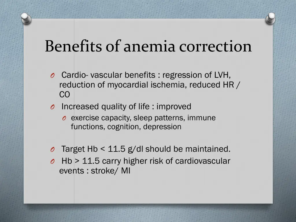 benefits of anemia correction