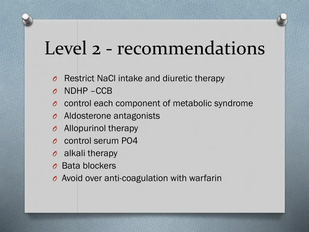 level 2 recommendations