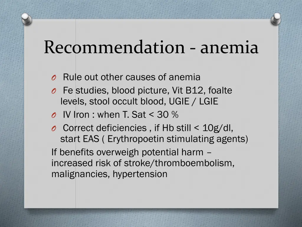 recommendation anemia
