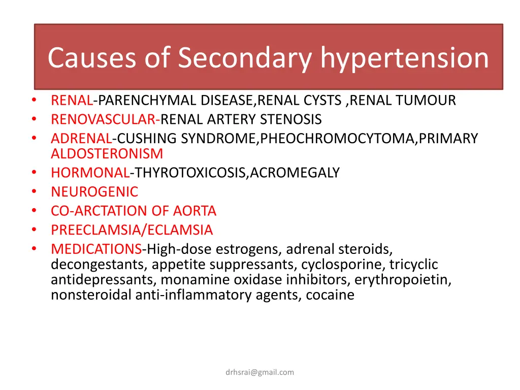 causes of secondary hypertension