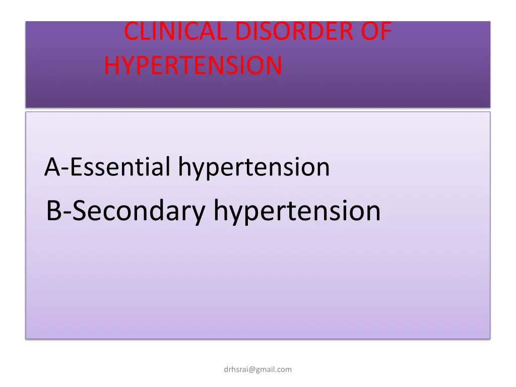 clinical disorder of hypertension