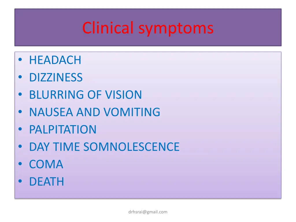 clinical symptoms