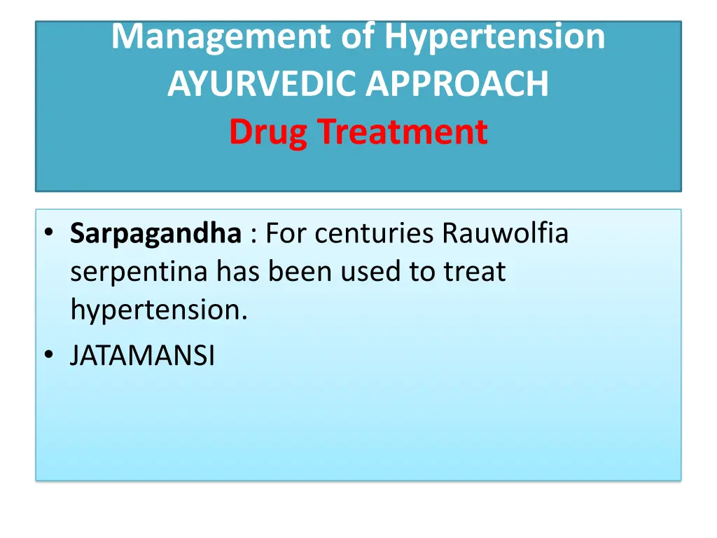 management of hypertension ayurvedic approach