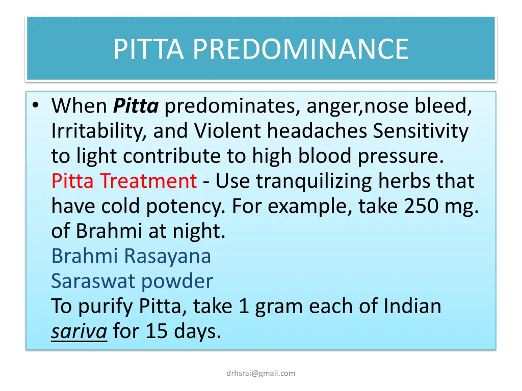 pitta predominance
