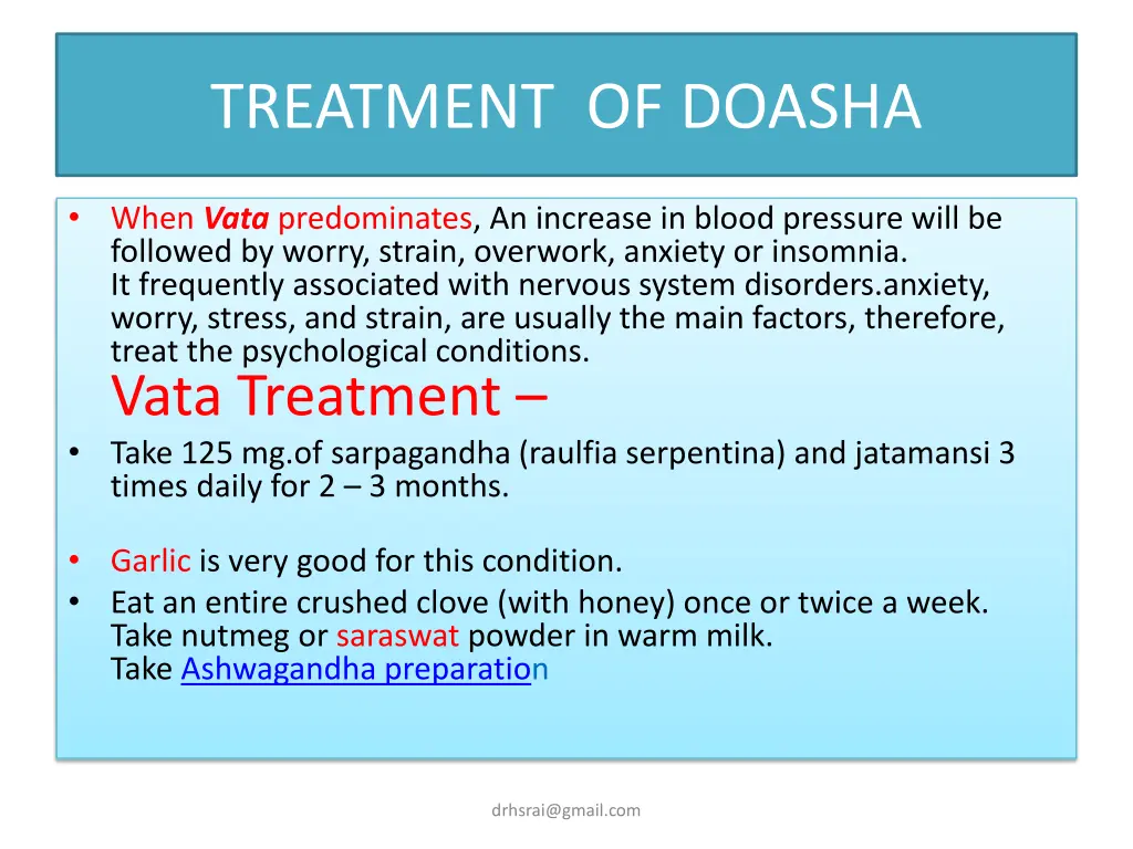 treatment of doasha