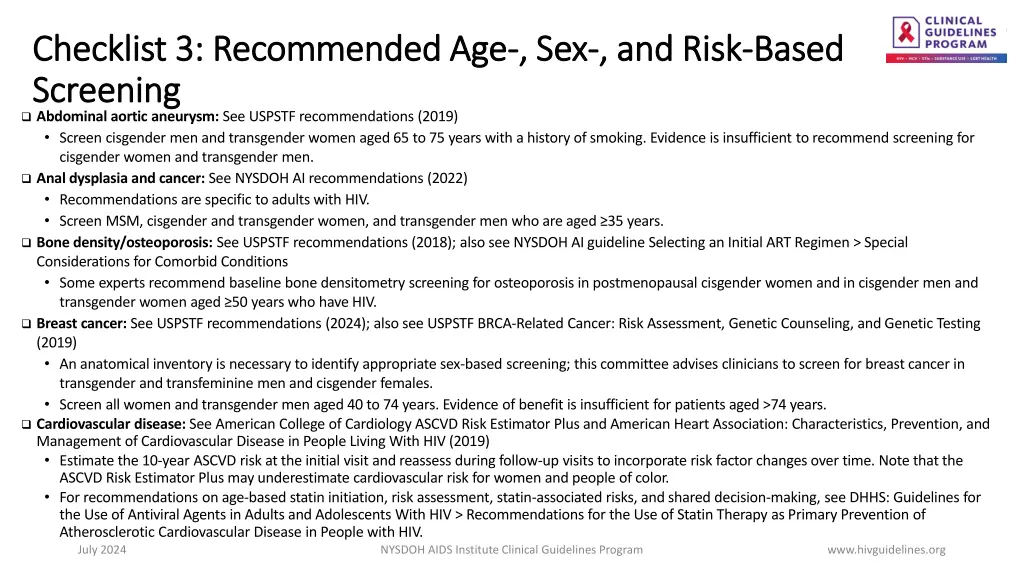 checklist 3 recommended age checklist