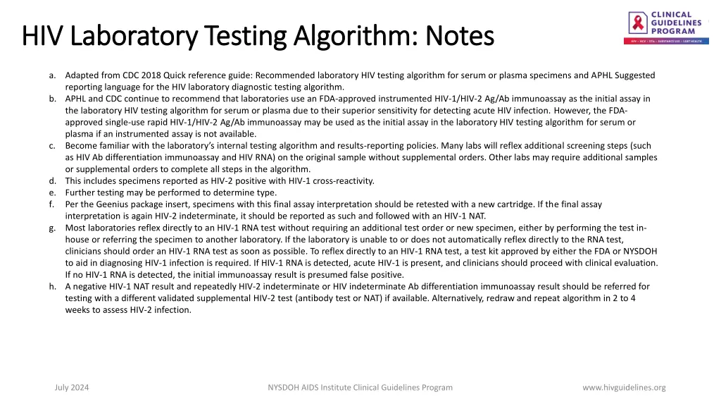 hiv laboratory testing algorithm notes