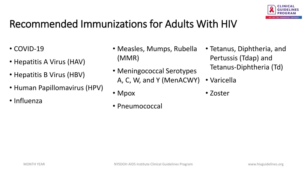 recommended immunizations for adults with