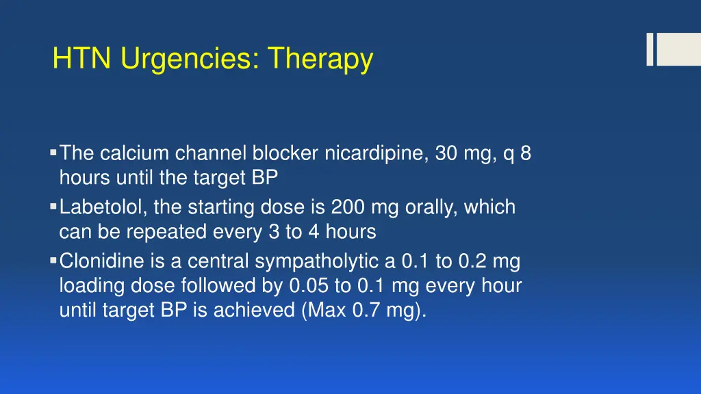 htn urgencies therapy