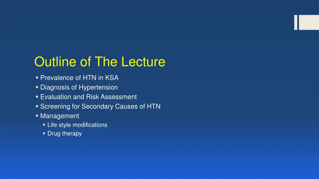 outline of the lecture