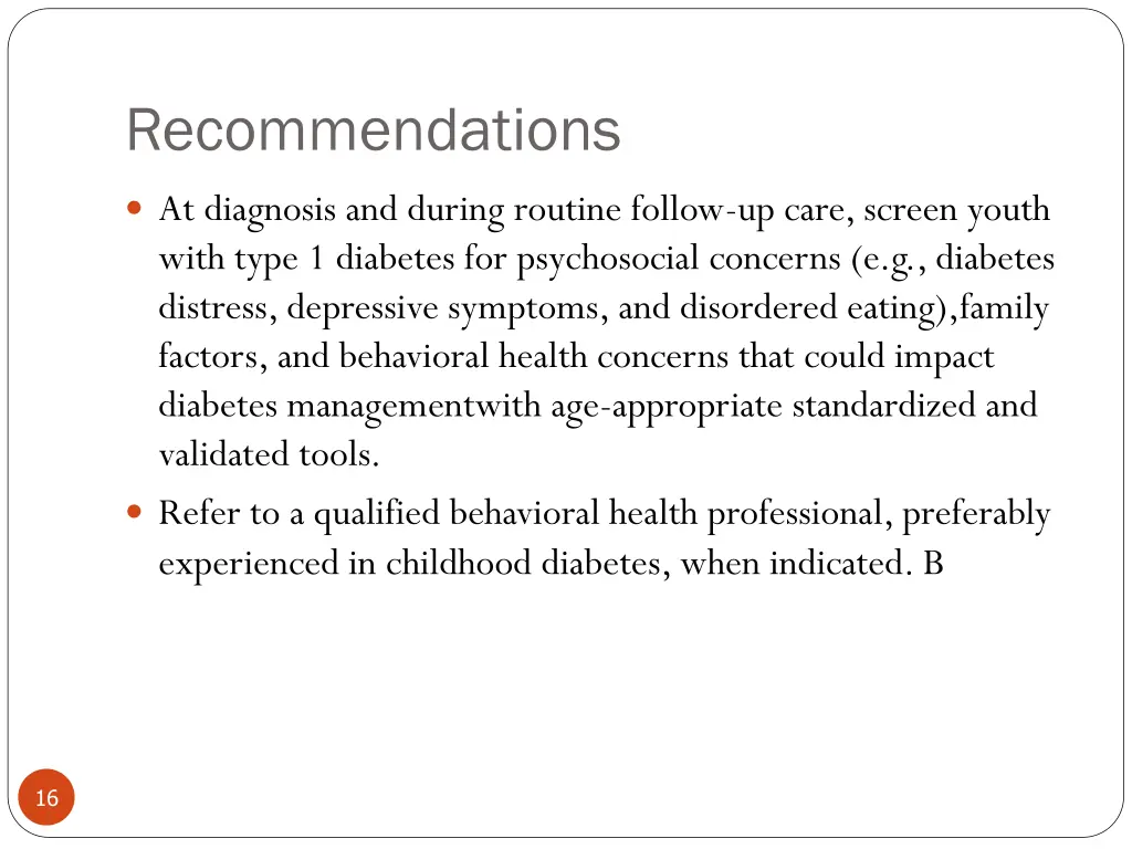 recommendations
