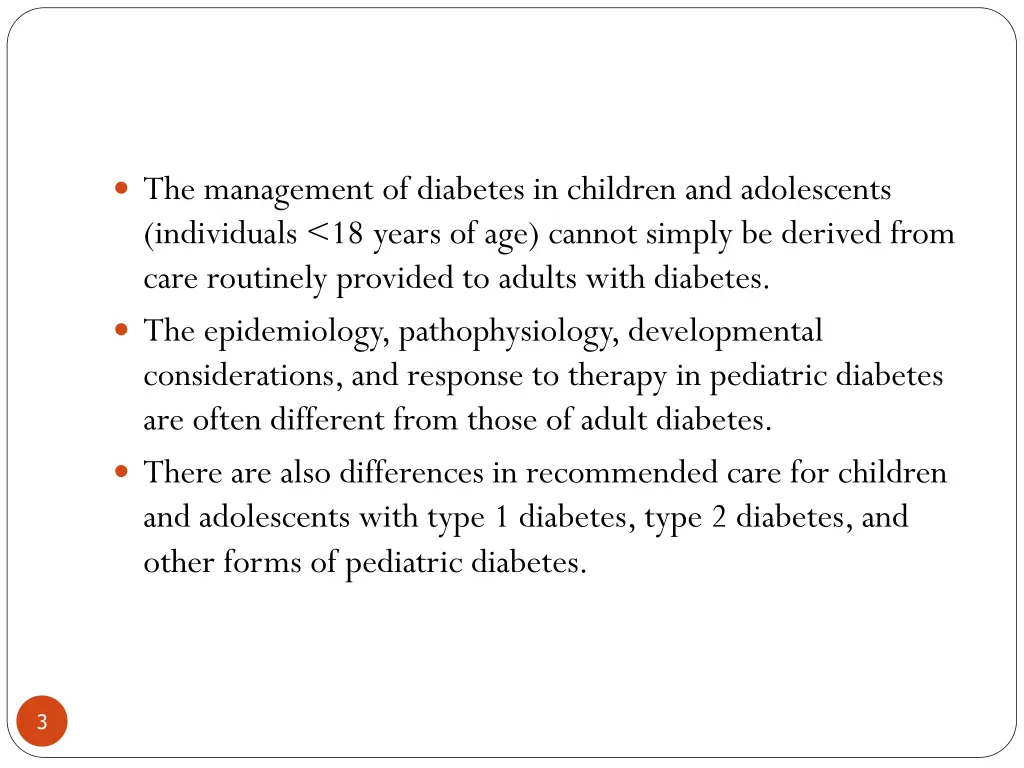 the management of diabetes in children