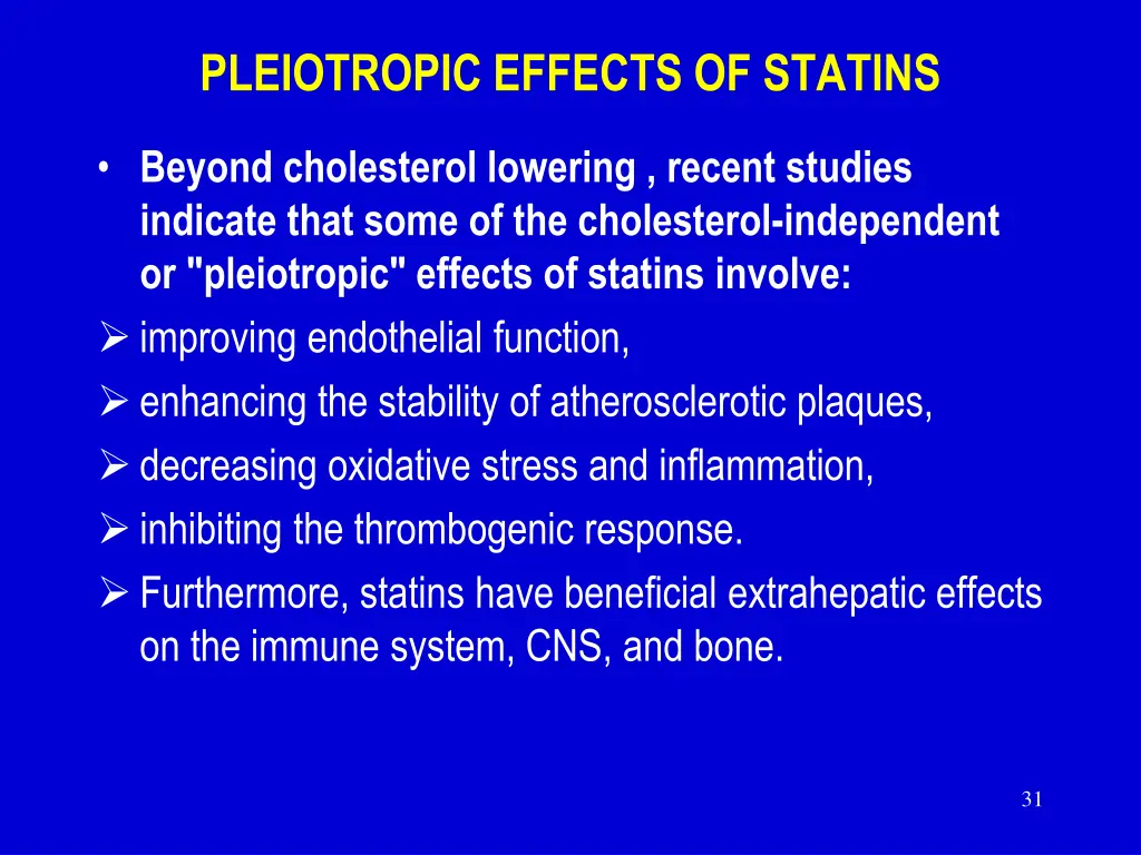 pleiotropic effects of statins
