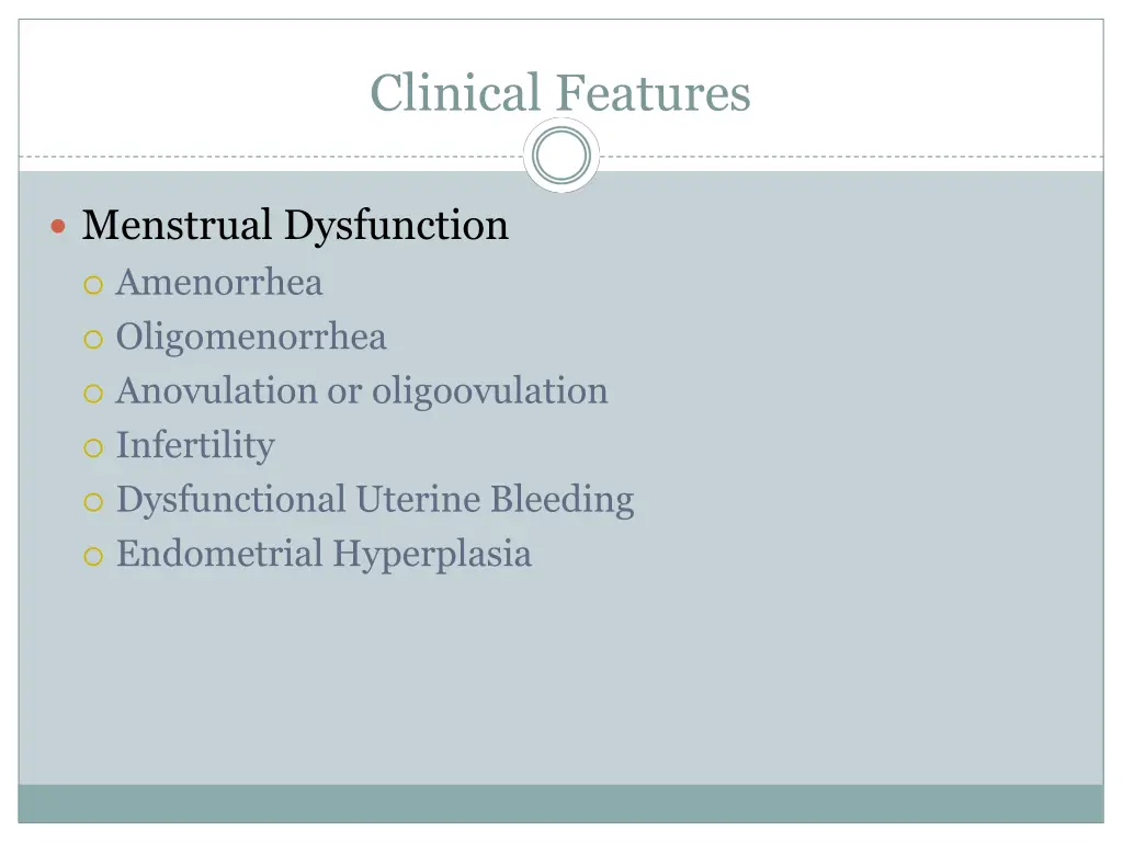 clinical features