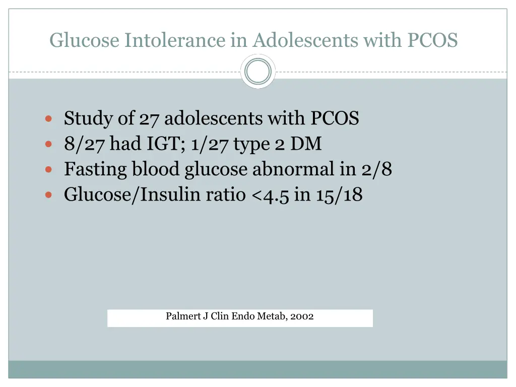 glucose intolerance in adolescents with pcos