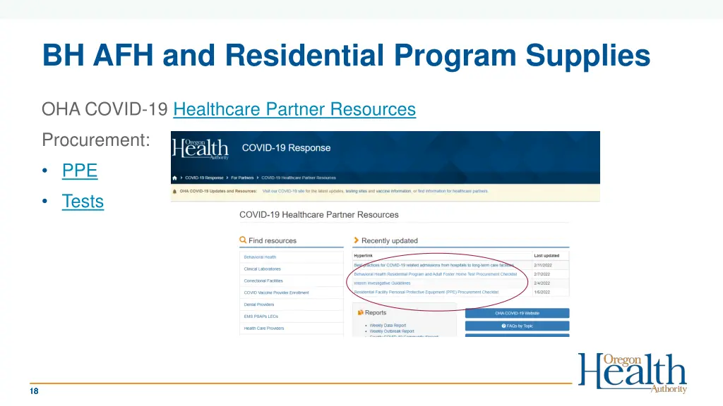 bh afh and residential program supplies