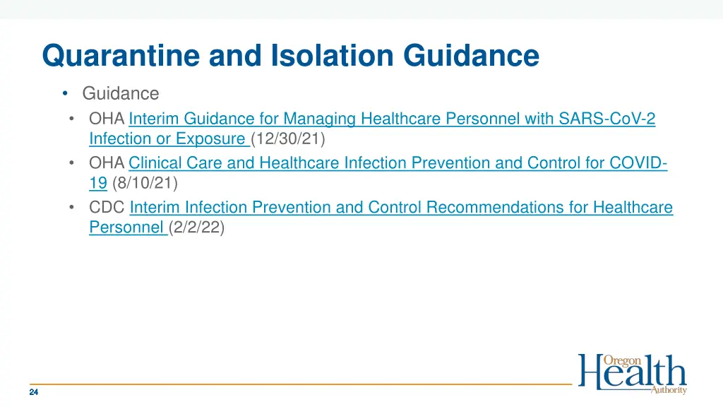 quarantine and isolation guidance