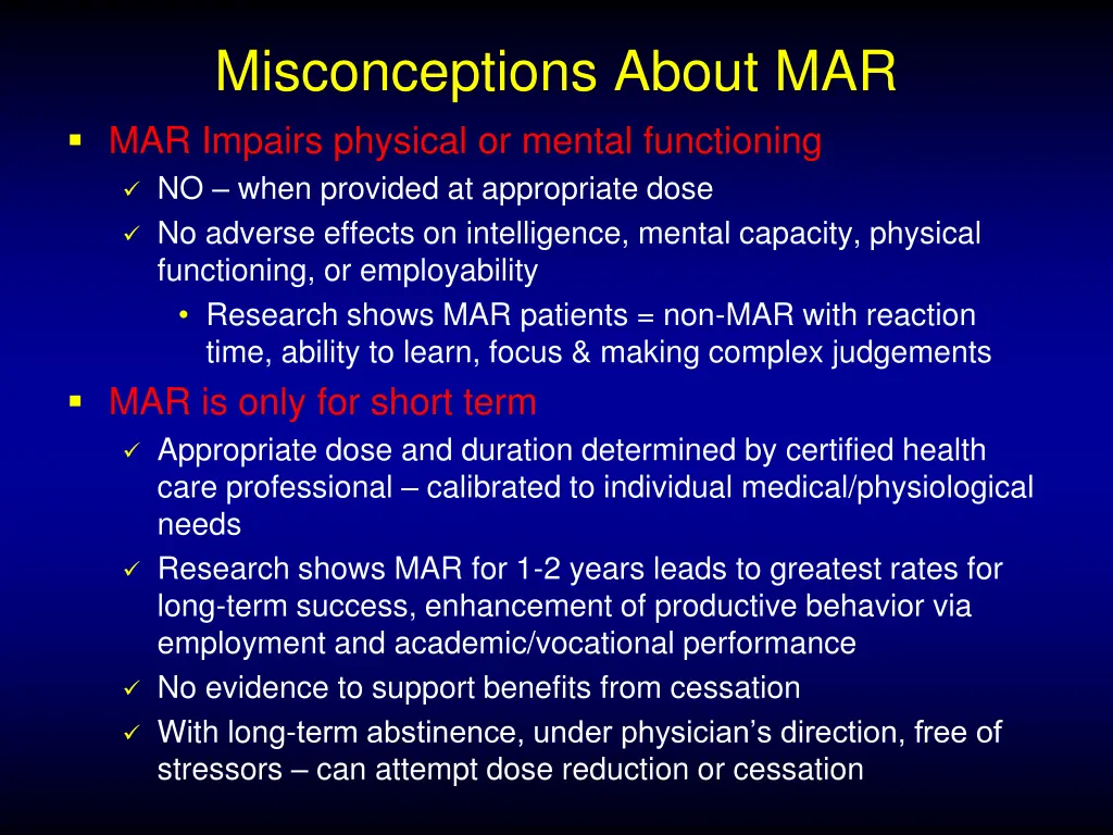 misconceptions about mar mar impairs physical