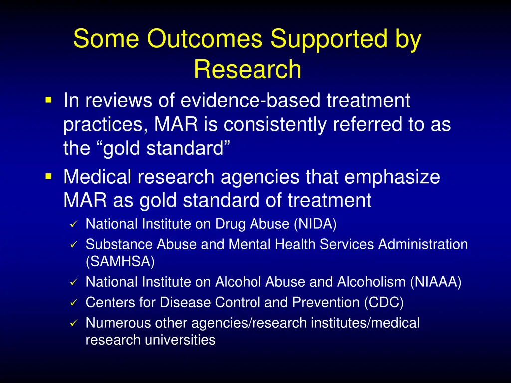 some outcomes supported by research in reviews