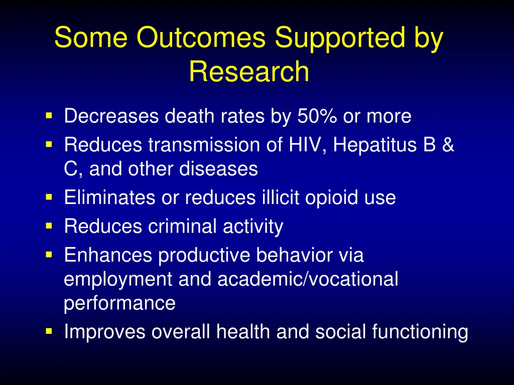 some outcomes supported by research