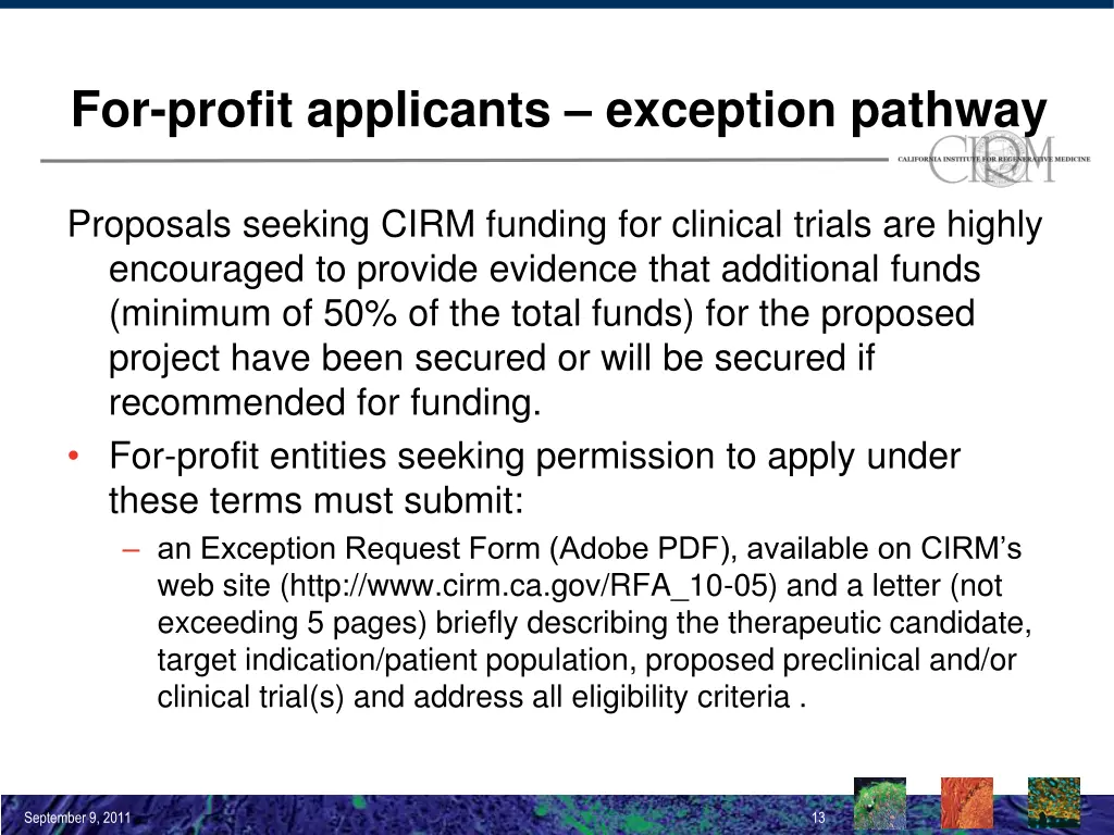 for profit applicants exception pathway 1