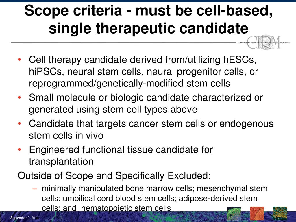 scope criteria must be cell based single