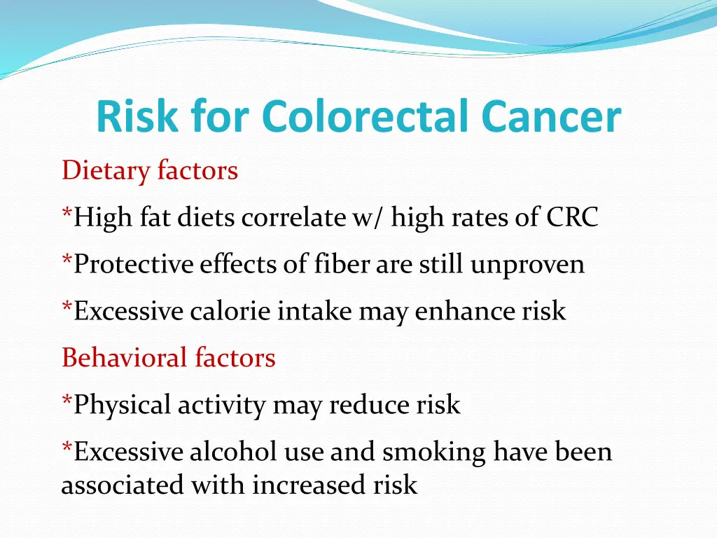 risk for colorectal cancer