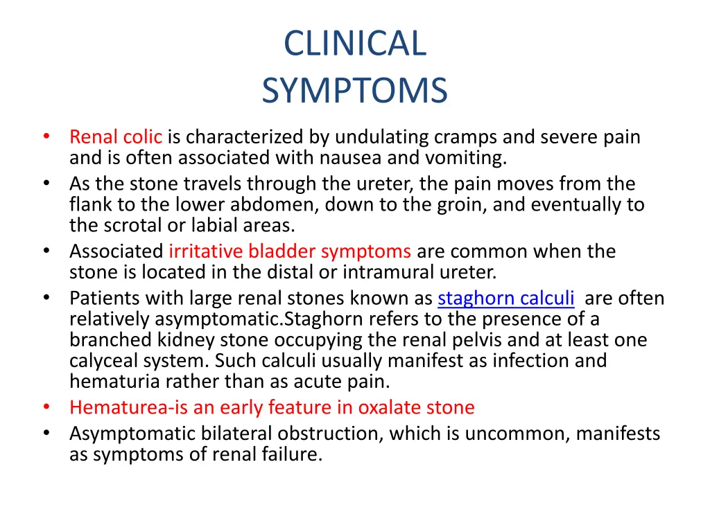 clinical symptoms