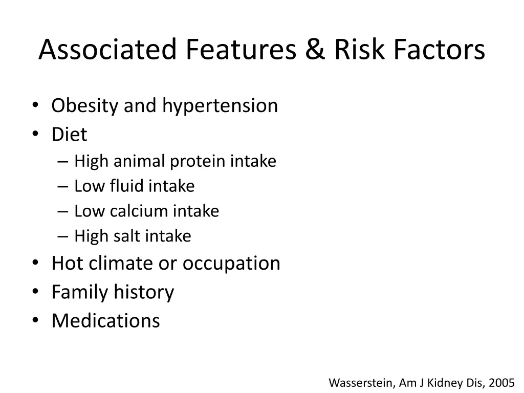 associated features risk factors