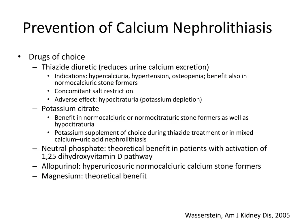 prevention of calcium nephrolithiasis 2