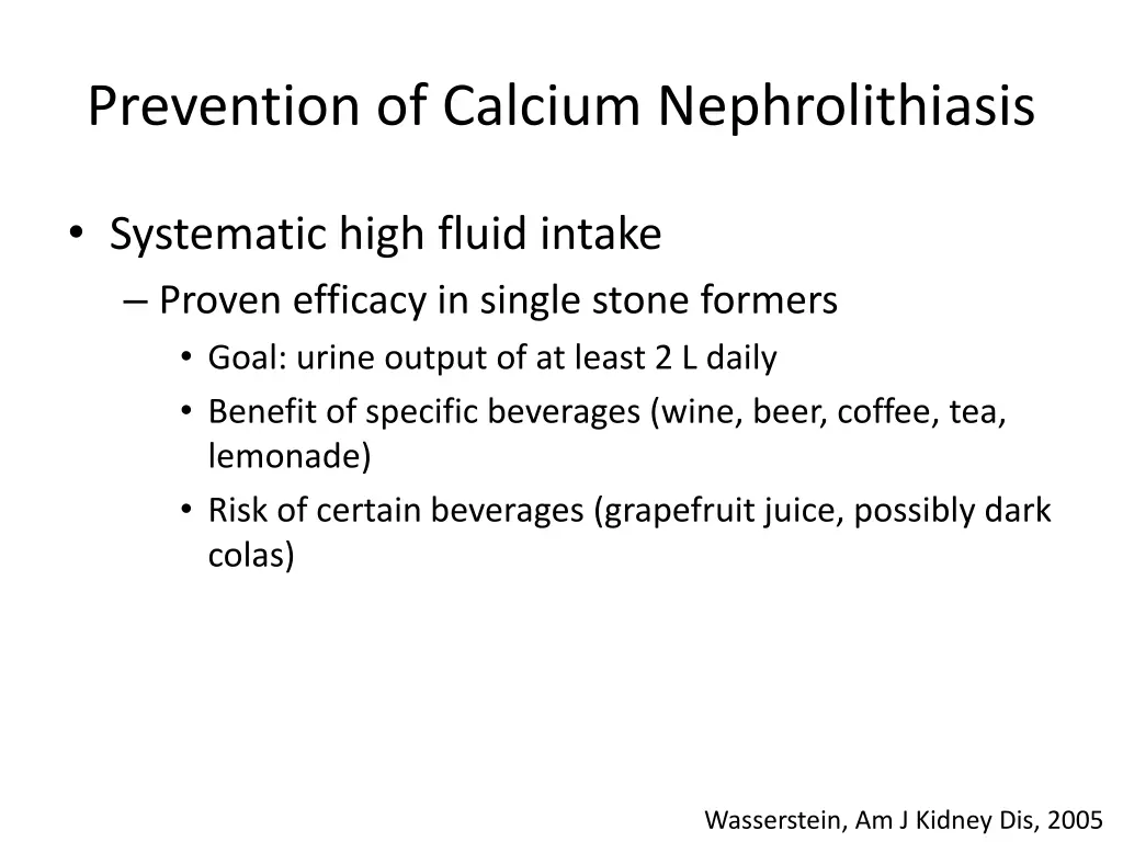 prevention of calcium nephrolithiasis